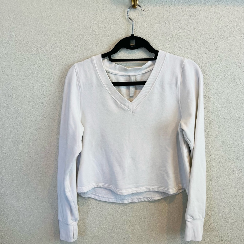White Athleta Cropped Sweatshirt